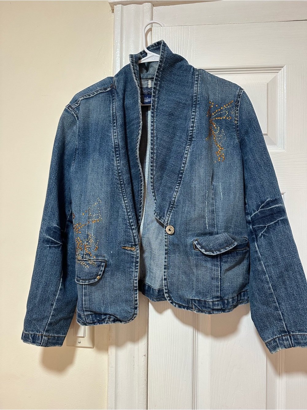 Baccini Blue Denim Jacket with Gold Embellishment